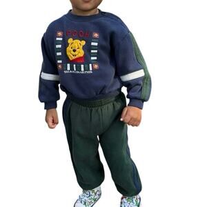 Vintage Winnie The Pooh Unisex Sweatsuit Size 24m Blue and Green